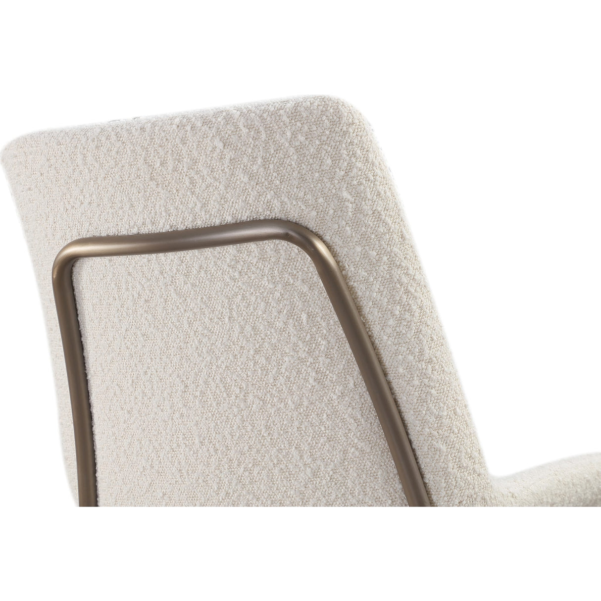 Jade Upholstered Dining Chair in Cottage Cheese Boucle and Brushed Nickel Metal