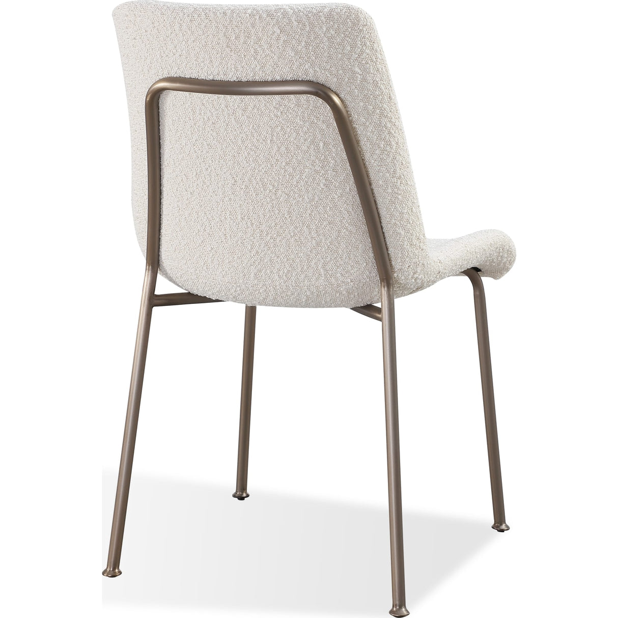 Jade Upholstered Dining Chair in Cottage Cheese Boucle and Brushed Nickel Metal