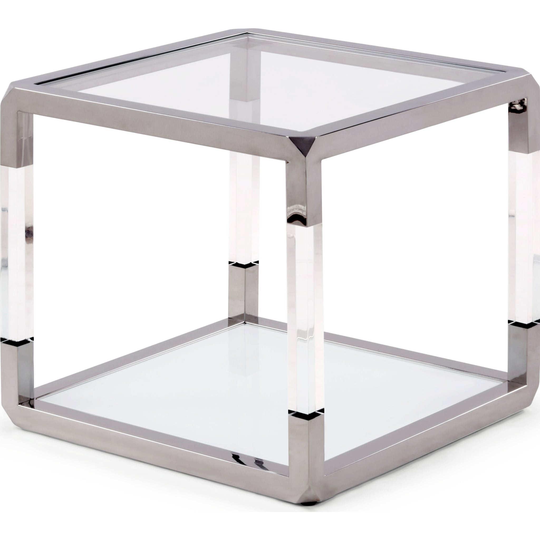 Jasper End Table in Acrylic/White Glass/PSS