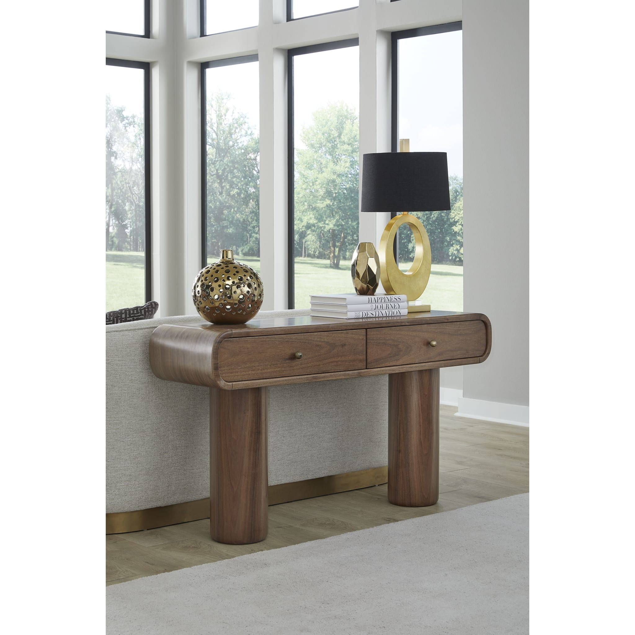 Juba Walnut Console Table in Mongoose