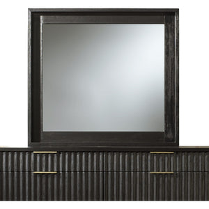 Kentfield Solid Wood Beveled Glass Mirror in Black Drifted Oak