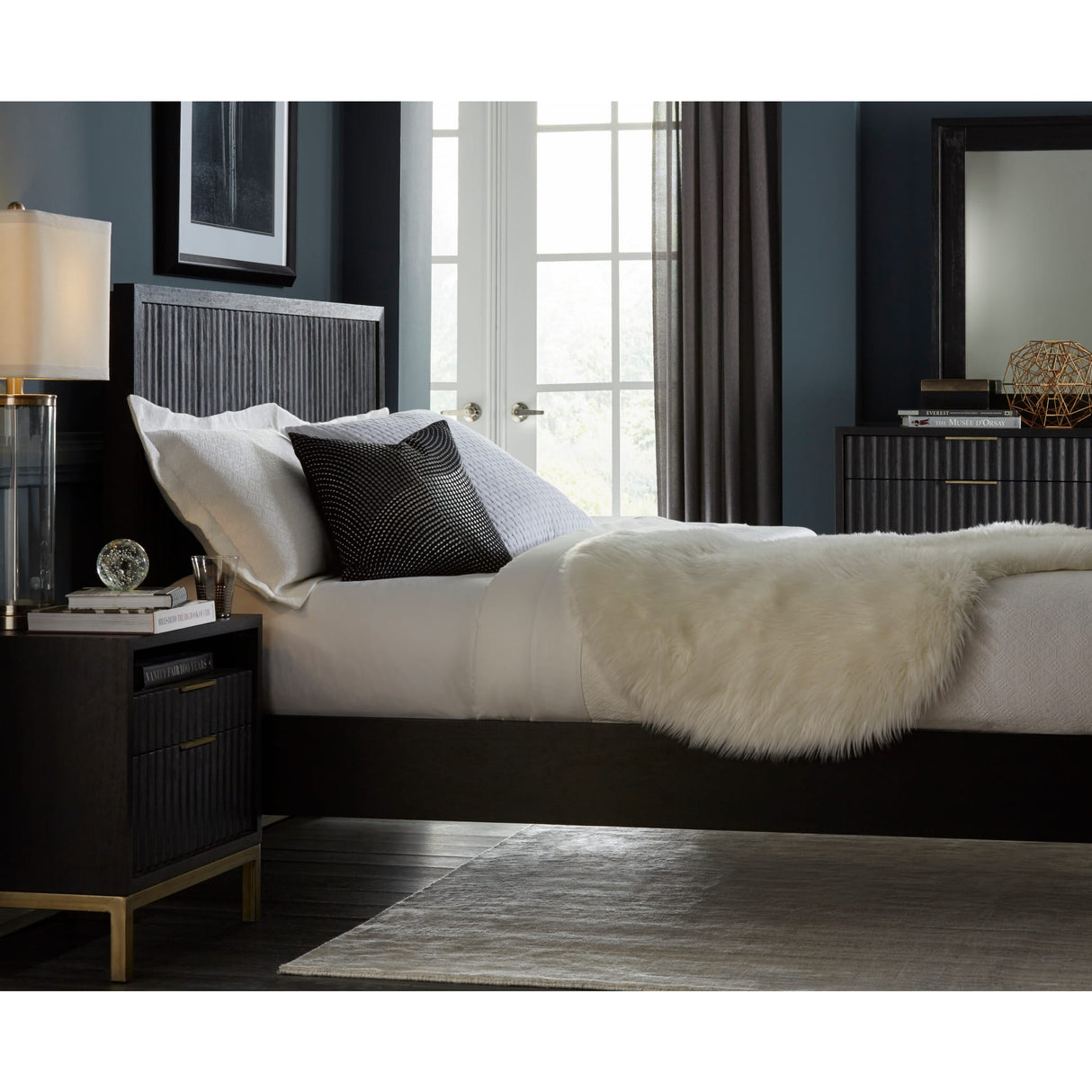 Kentfield Solid Wood Platform Bed in Black Drifted Oak