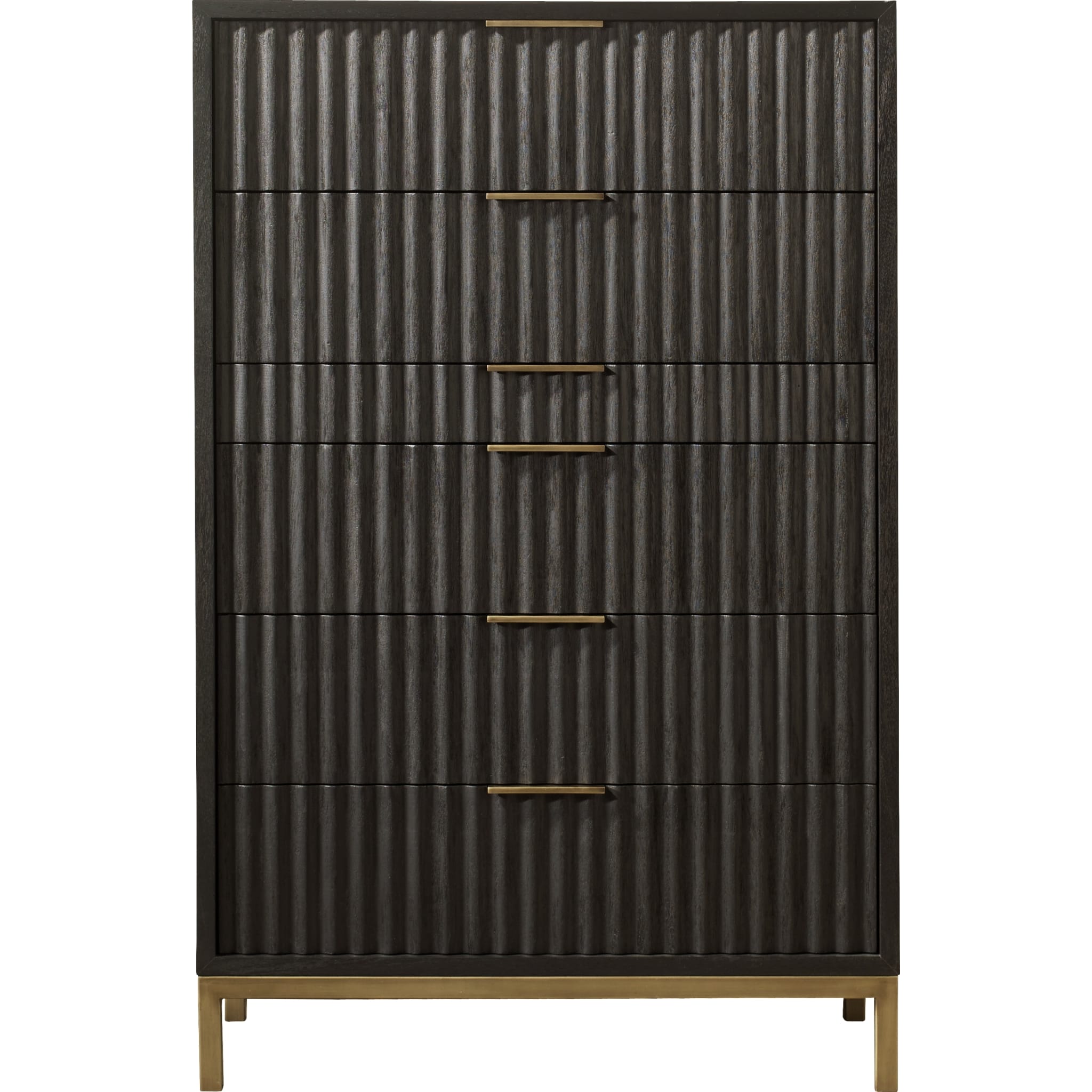 Kentfield Solid Wood Six Drawer Chest in Black Drifted Oak (2024)