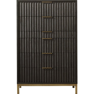 Kentfield Solid Wood Six Drawer Chest in Black Drifted Oak (2024)