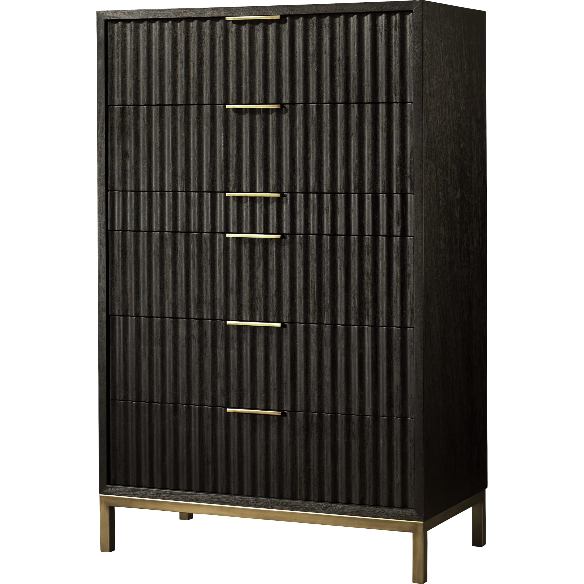 Kentfield Solid Wood Six Drawer Chest in Black Drifted Oak (2024)