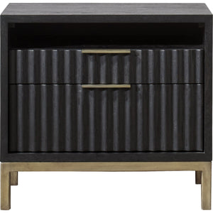 Kentfield Solid Wood Two Drawer Nightstand in Black Drifted Oak