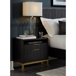 Kentfield Solid Wood Two Drawer Nightstand in Black Drifted Oak