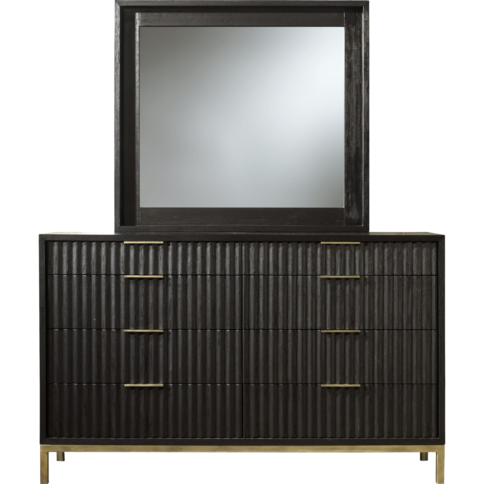 Kentifield Solid Wood Eight Drawer Dresser in Black Drifted Oak (2024)