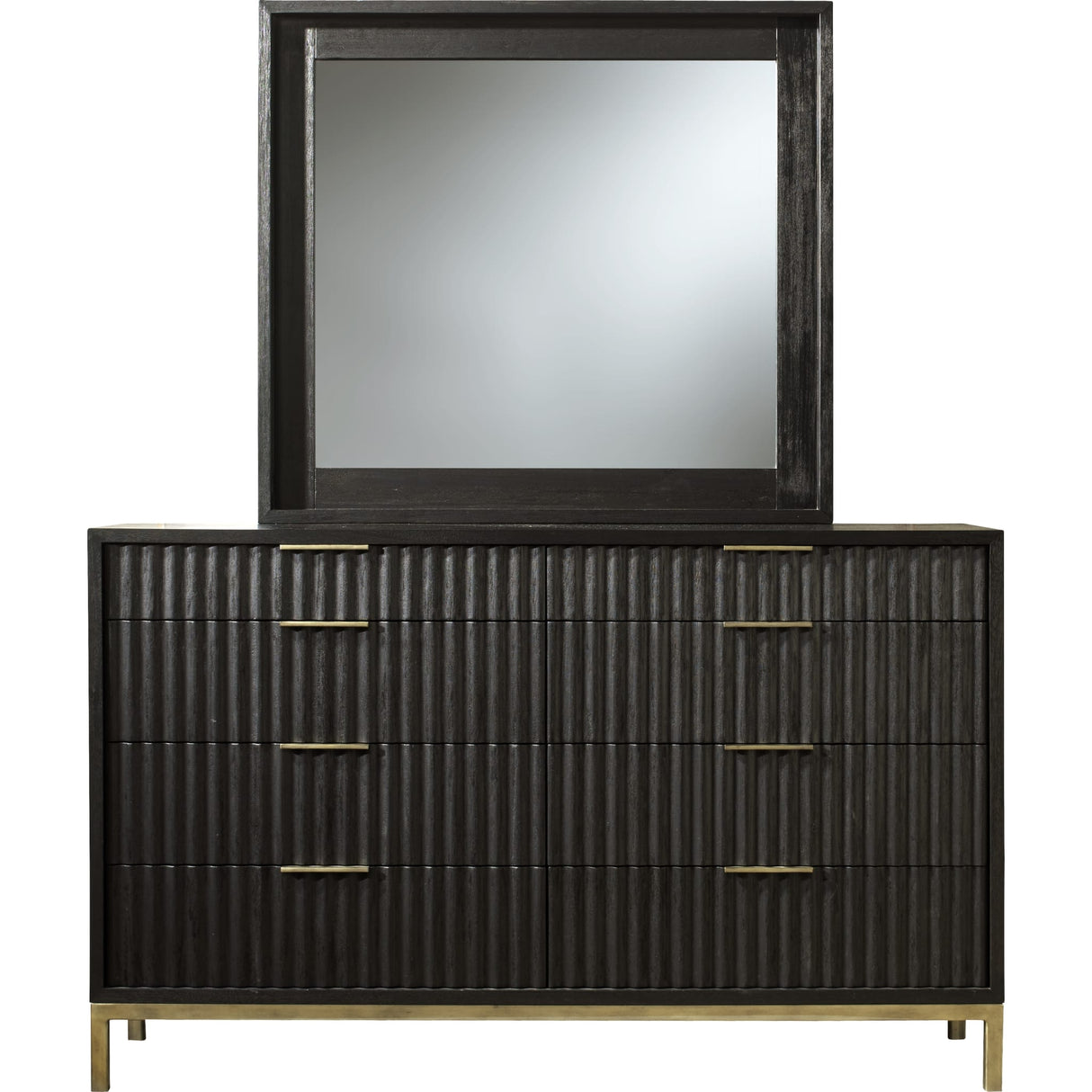 Kentifield Solid Wood Eight Drawer Dresser in Black Drifted Oak (2024)