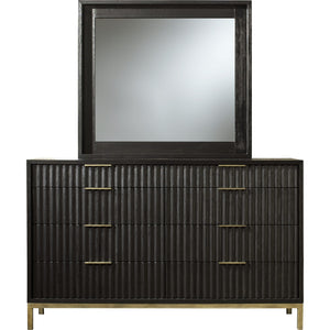 Kentifield Solid Wood Eight Drawer Dresser in Black Drifted Oak (2024)