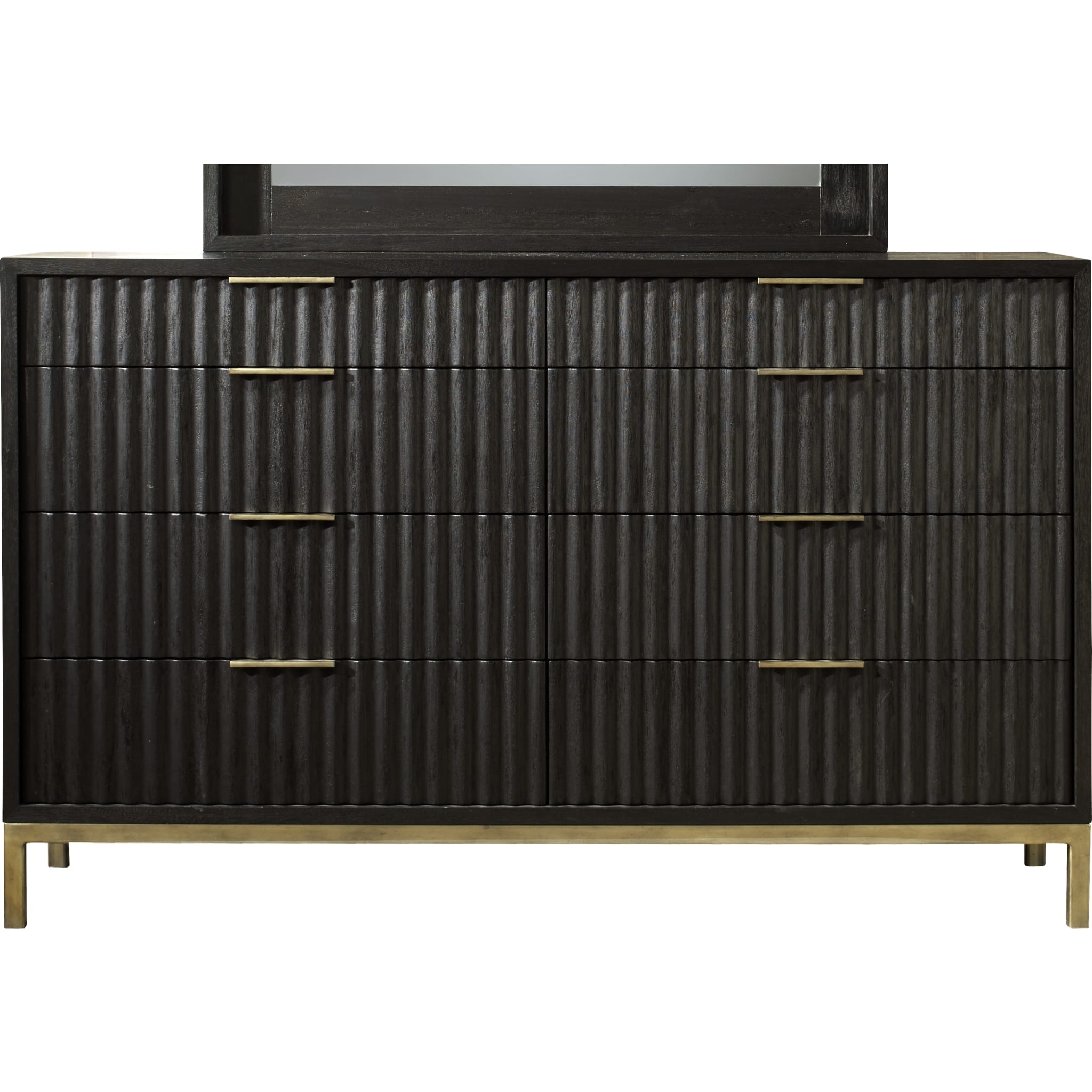 Kentifield Solid Wood Eight Drawer Dresser in Black Drifted Oak (2024)