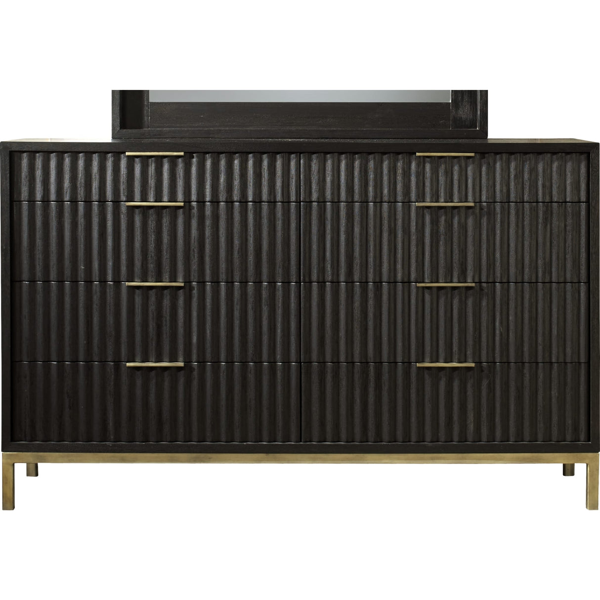 Kentifield Solid Wood Eight Drawer Dresser in Black Drifted Oak (2024)