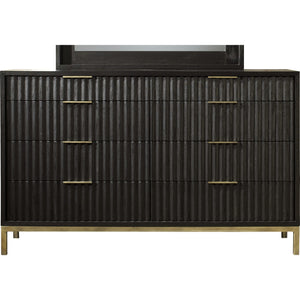 Kentifield Solid Wood Eight Drawer Dresser in Black Drifted Oak (2024)