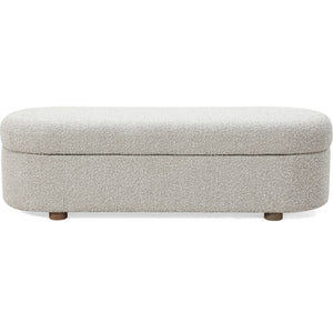 Kiki Upholstered Hinged Storage Bench in Cotton Ball Boucle