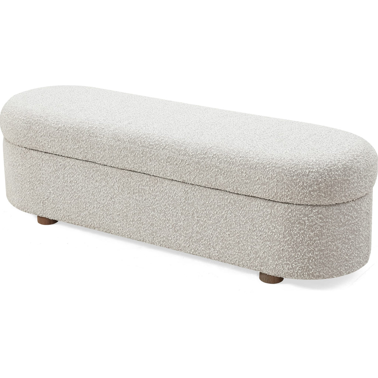 Kiki Upholstered Hinged Storage Bench in Cotton Ball Boucle