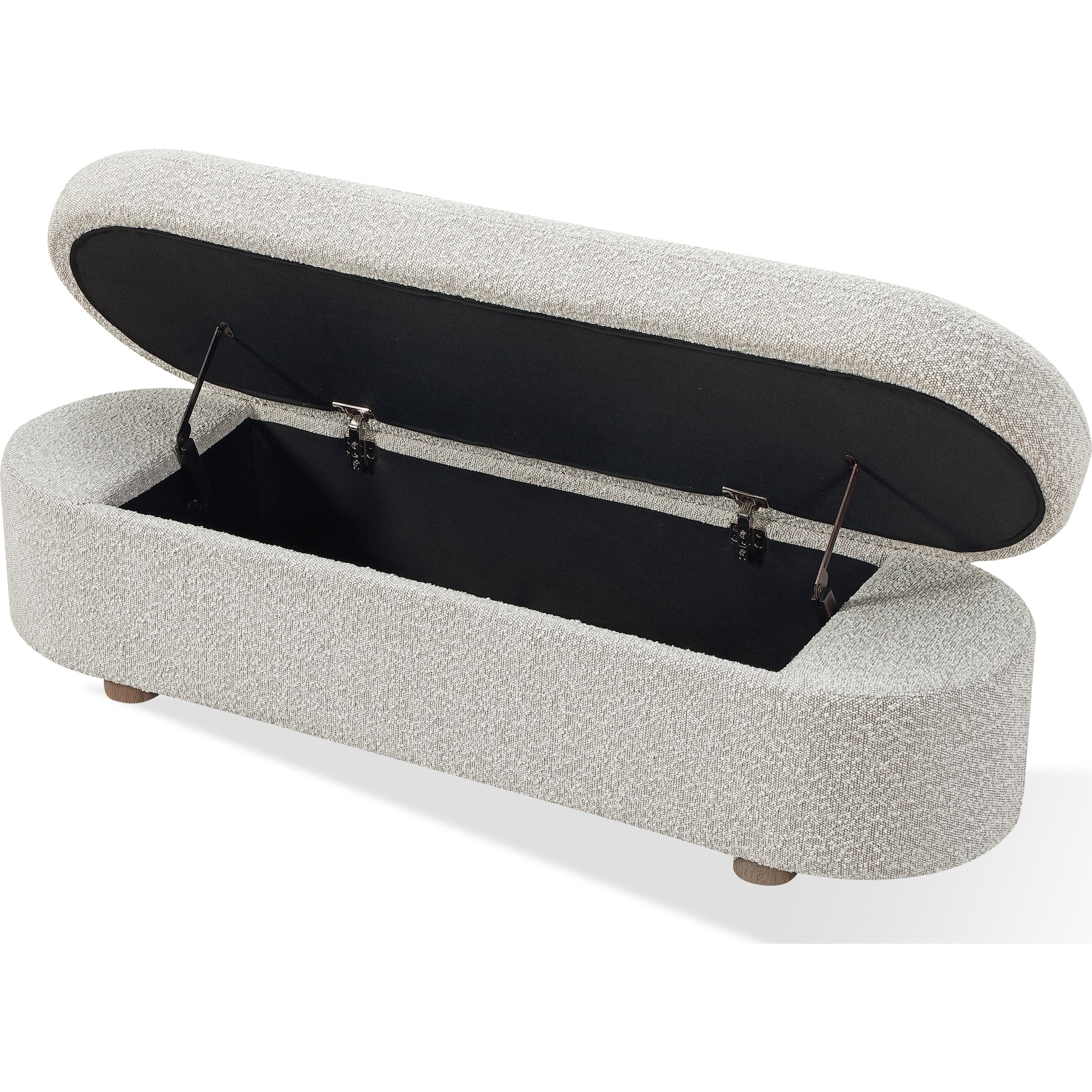 Kiki Upholstered Hinged Storage Bench in Cotton Ball Boucle