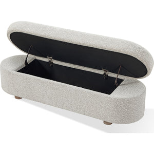 Kiki Upholstered Hinged Storage Bench in Cotton Ball Boucle