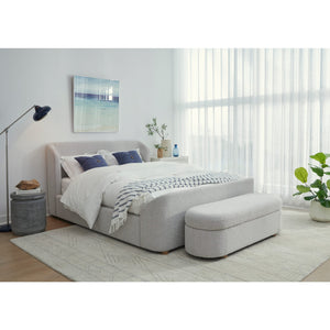 Kiki Upholstered Hinged Storage Bench in Cotton Ball Boucle