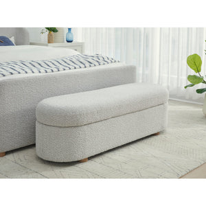Kiki Upholstered Hinged Storage Bench in Cotton Ball Boucle
