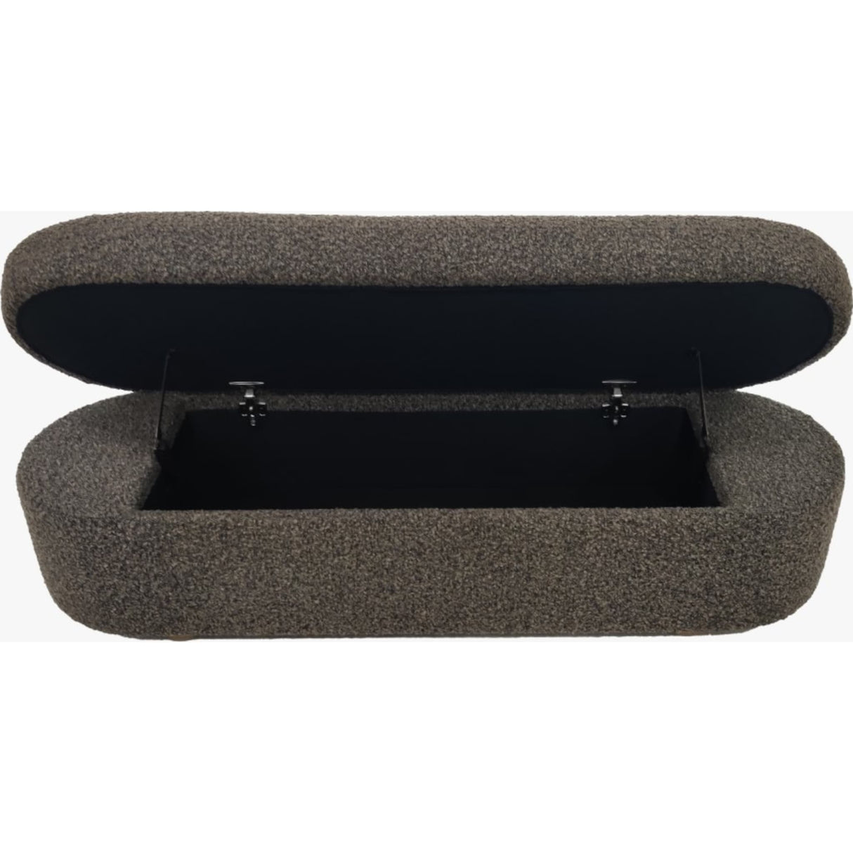 Kiki Upholstered Hinged Storage Bench in Pumpernickel Boucle