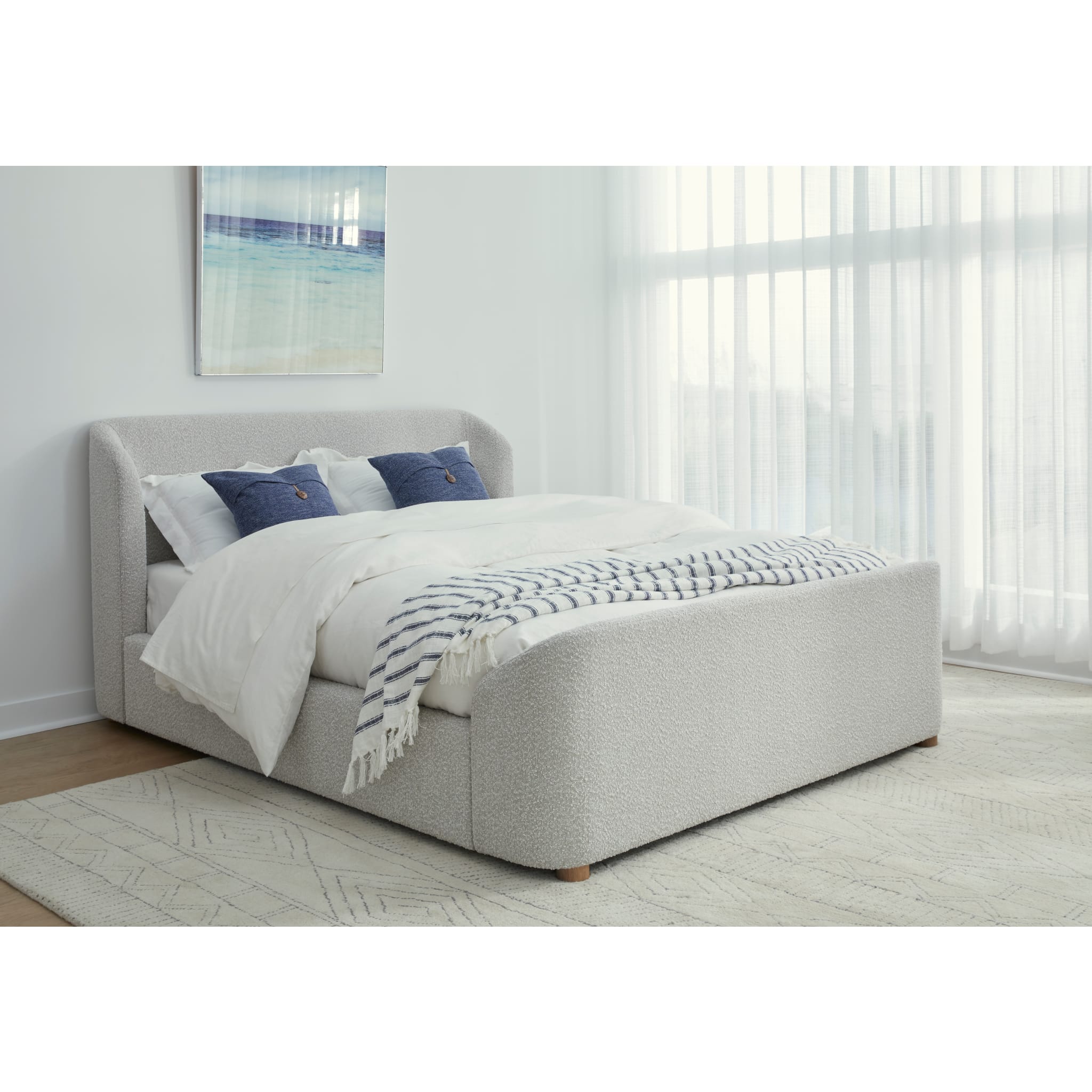 Kiki Upholstered Platform Bed in Cotton Ball Boucle