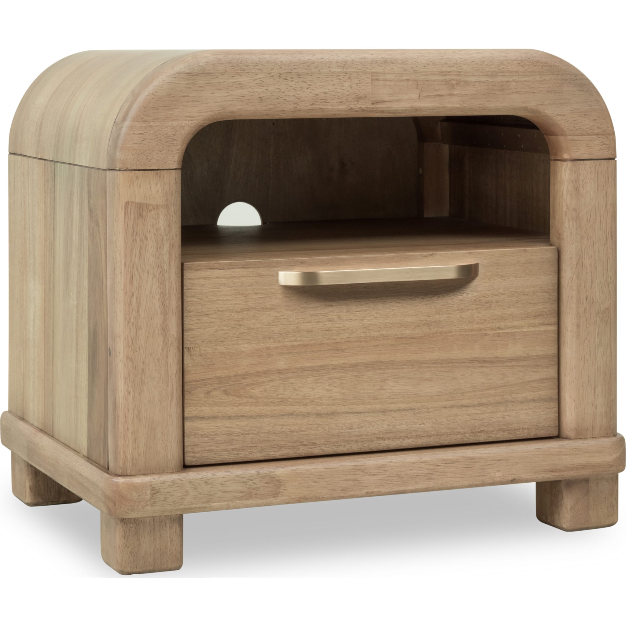 Kione One Drawer Acacia Wood Nightstand in Lioness