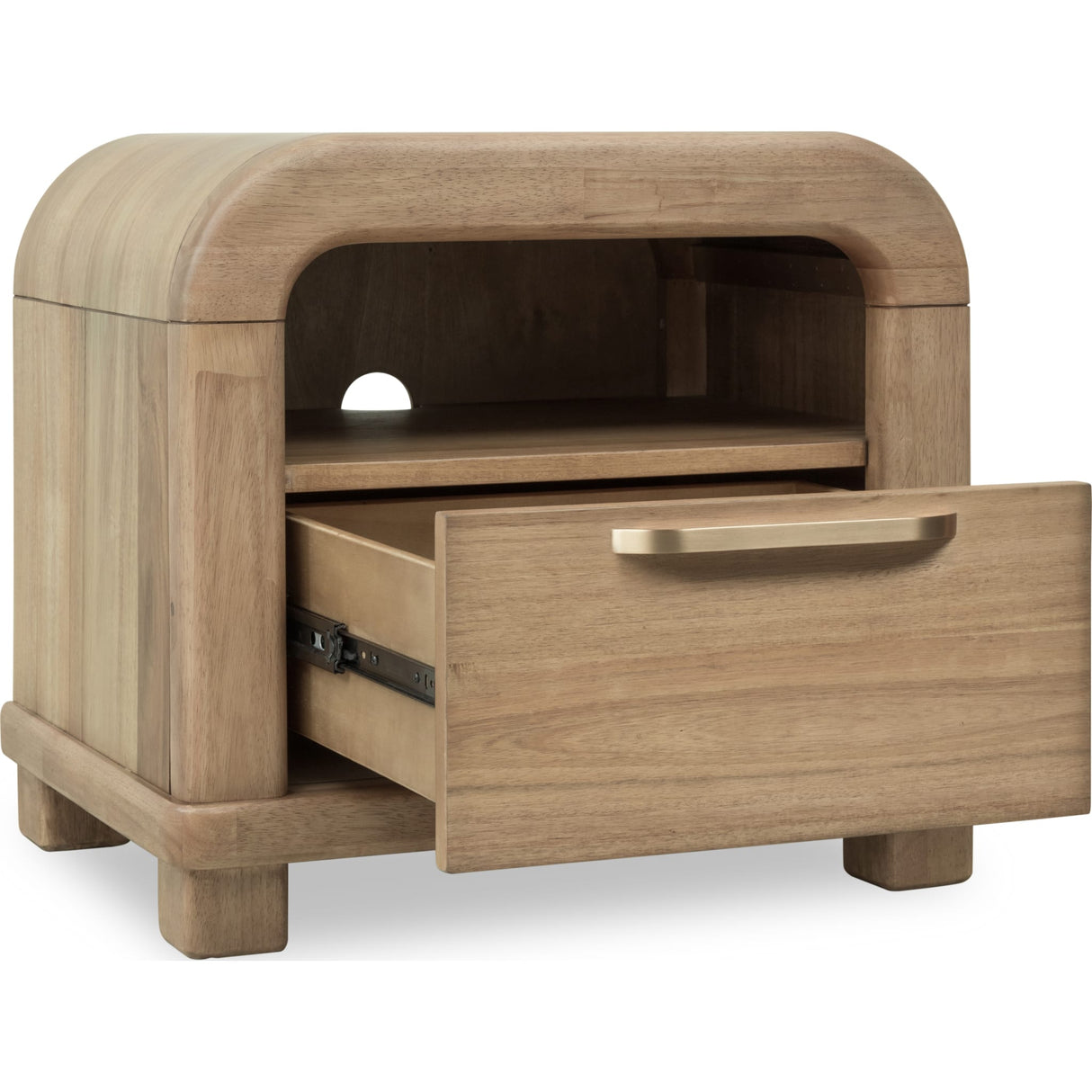 Kione One Drawer Acacia Wood Nightstand in Lioness