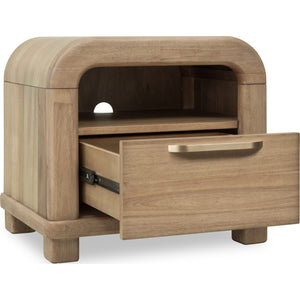 Kione One Drawer Acacia Wood Nightstand in Lioness