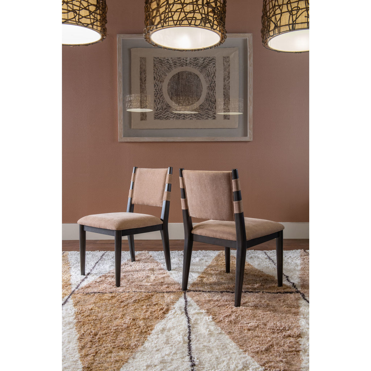 Koko Chenille Upholstered Dining Chair in Porcini and Minx