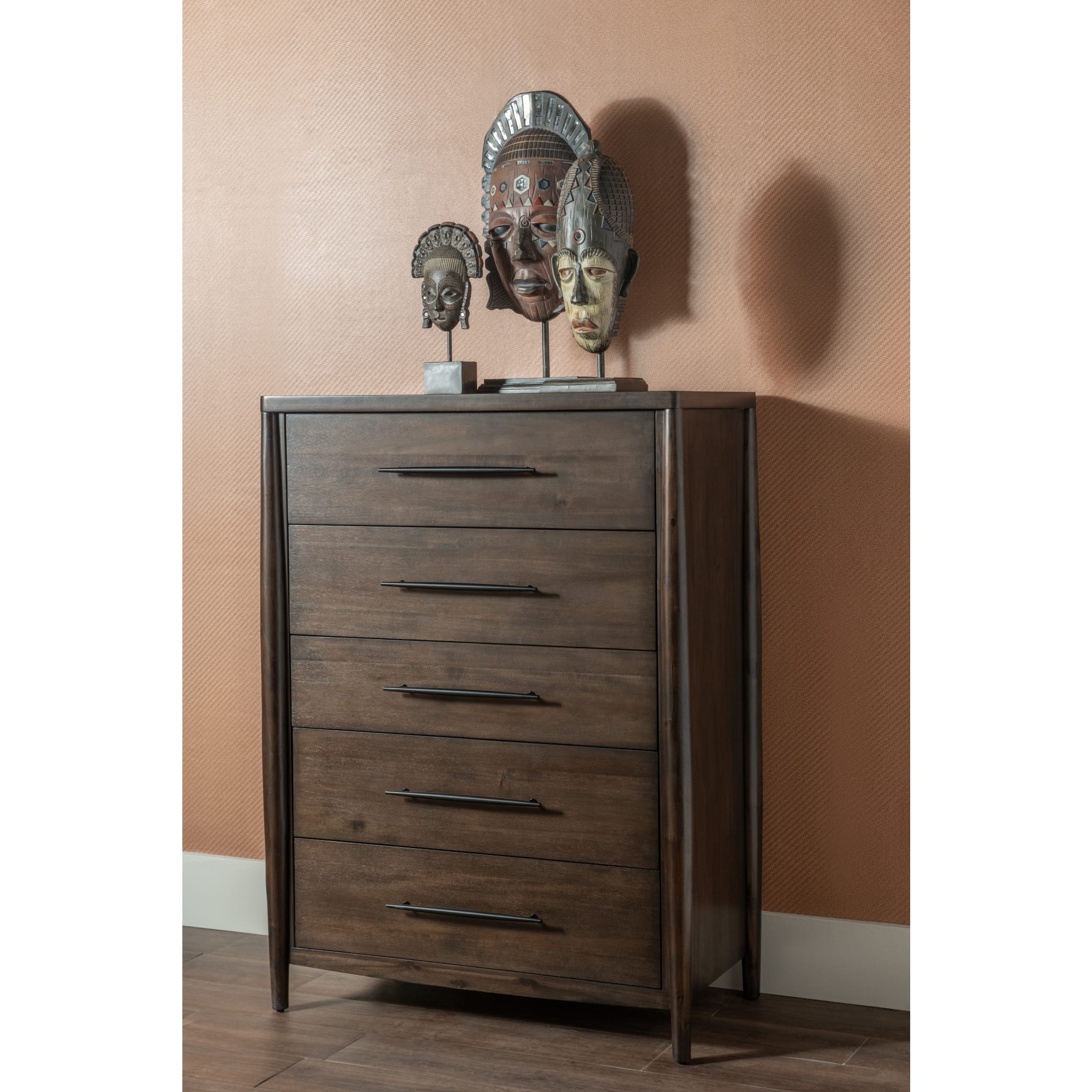 Koko Five Drawer Acacia Wood Chest in Minx
