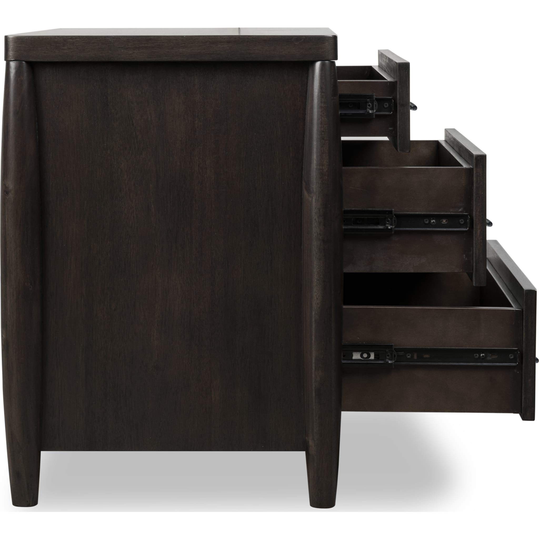 Koko Three Drawer Nightstand with Cord Management in Minx