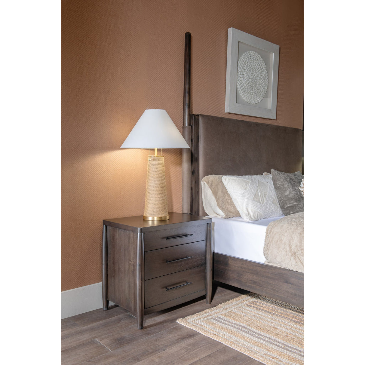 Koko Three Drawer Nightstand with Cord Management in Minx