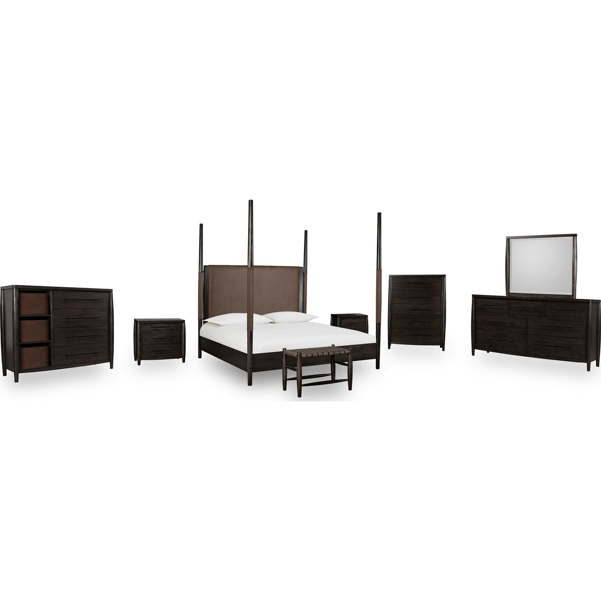 Koko Upholstered Poster Bed in Minx