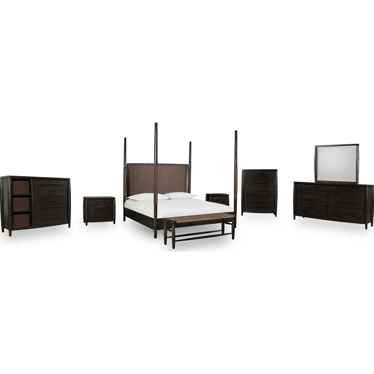 Koko Upholstered Poster Bed in Minx