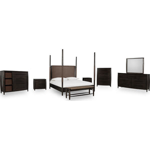 Koko Upholstered Poster Bed in Minx