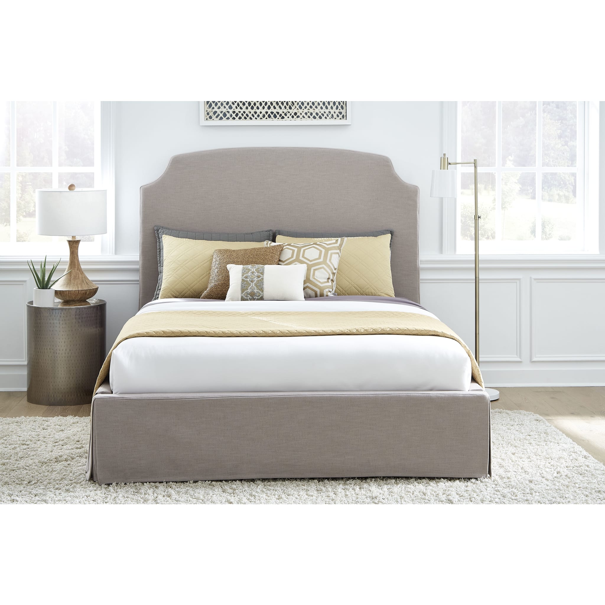 Laurel UpholsteredSkirted Storage Panel Bed in Wheat