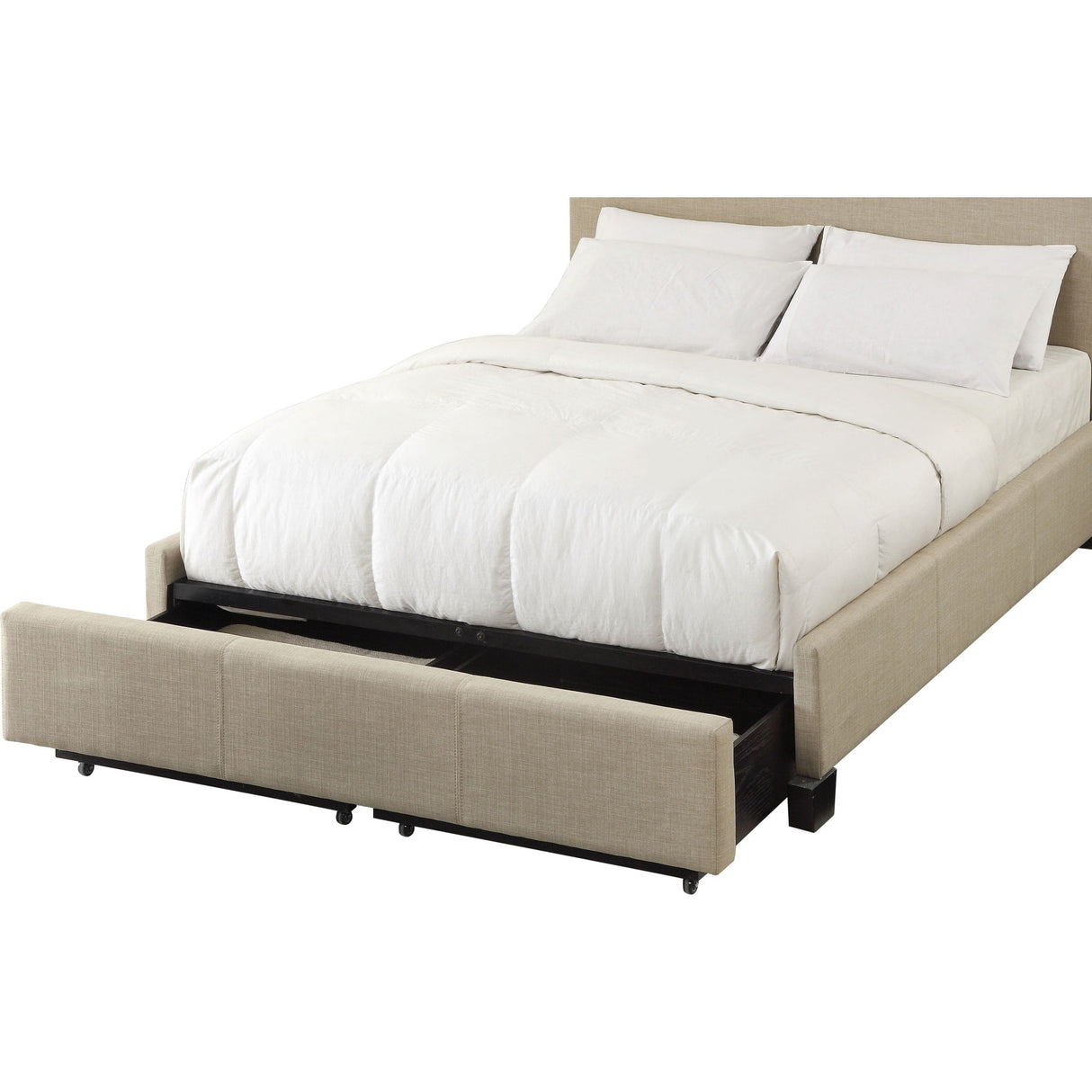 Levi Tufted Footboard Storage Bed in Toast Linen