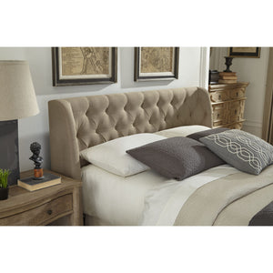 Levi Tufted Platform Bed in Toast Linen