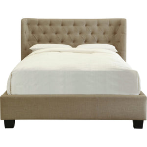Levi Tufted Platform Bed in Toast Linen