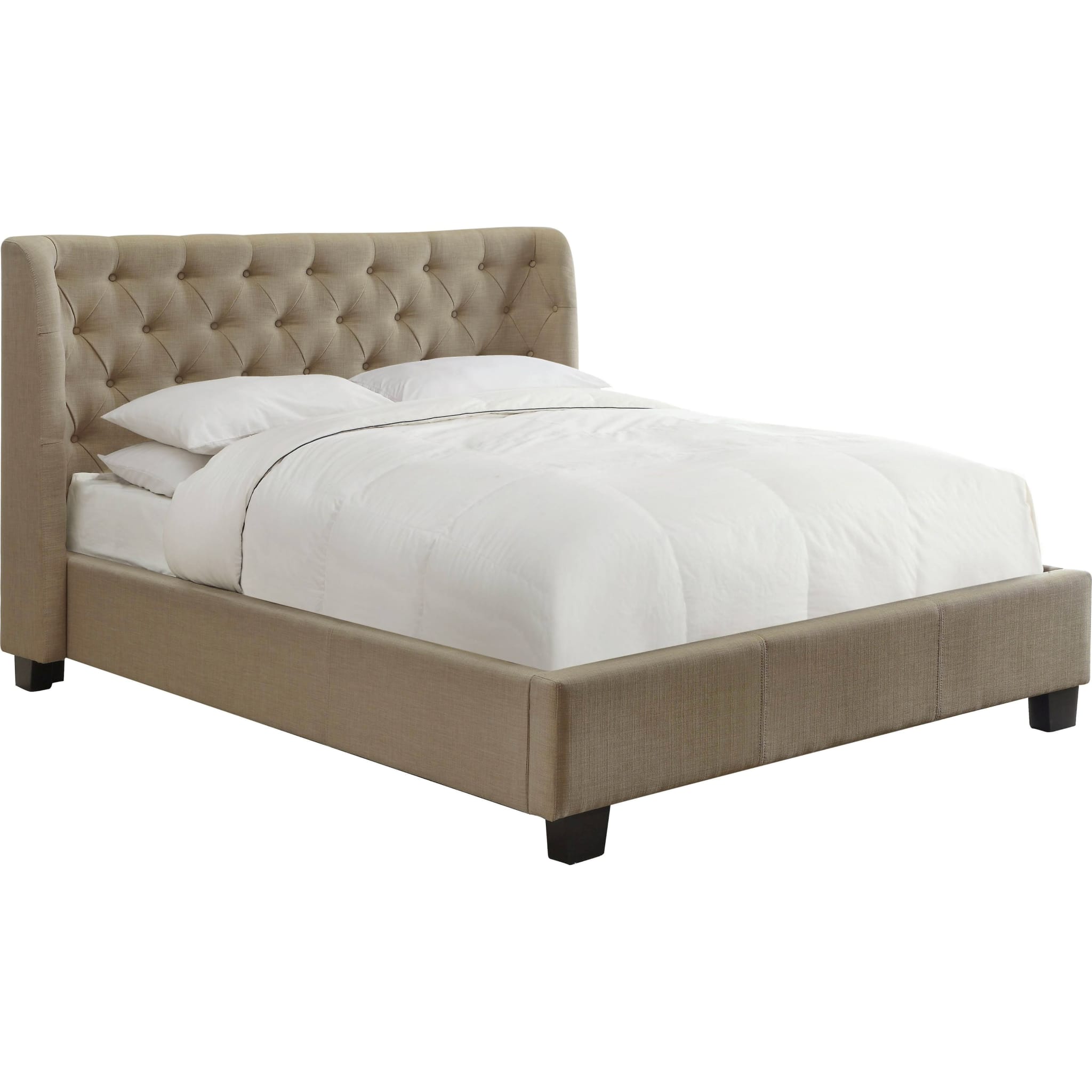 Levi Tufted Platform Bed in Toast Linen