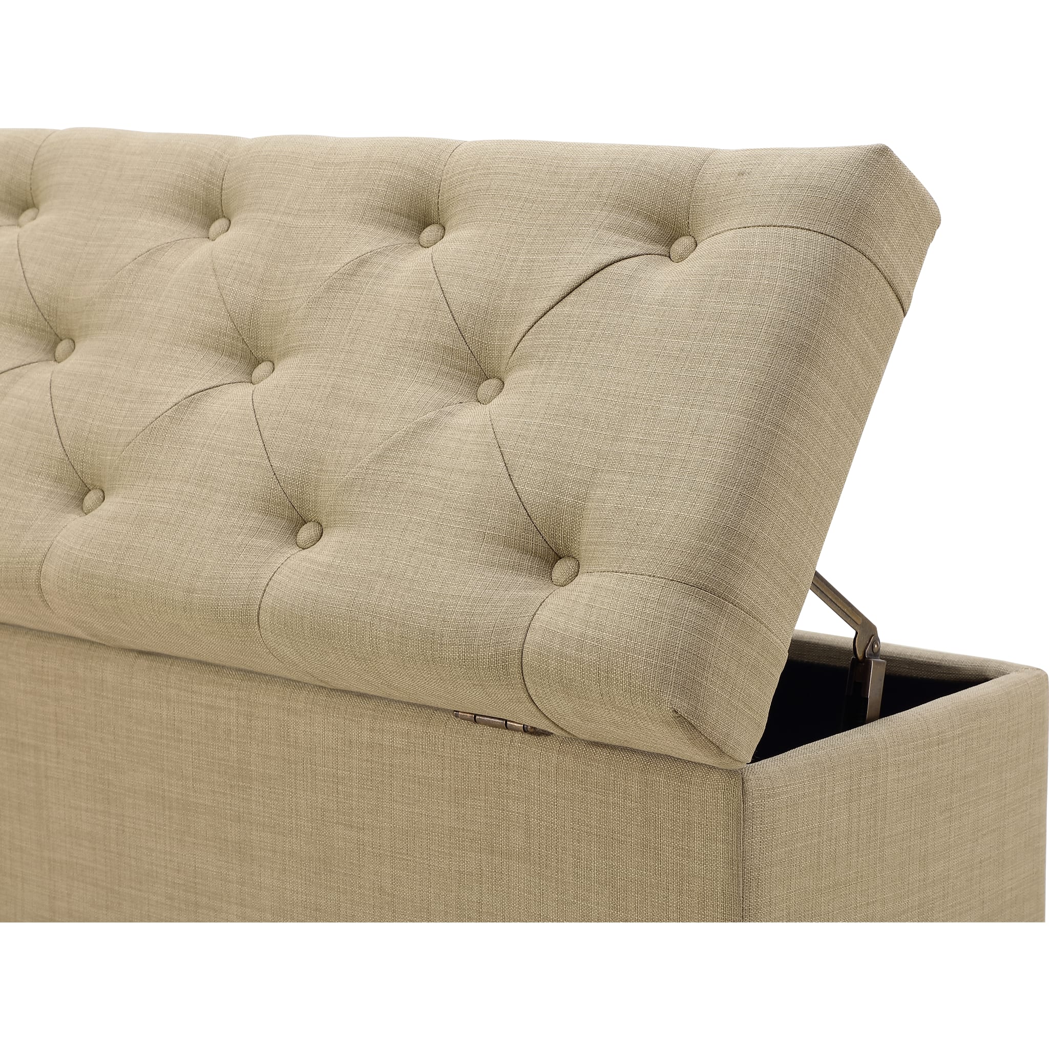 Levi Tufted Storage Bench in Toast Linen