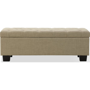 Levi Tufted Storage Bench in Toast Linen