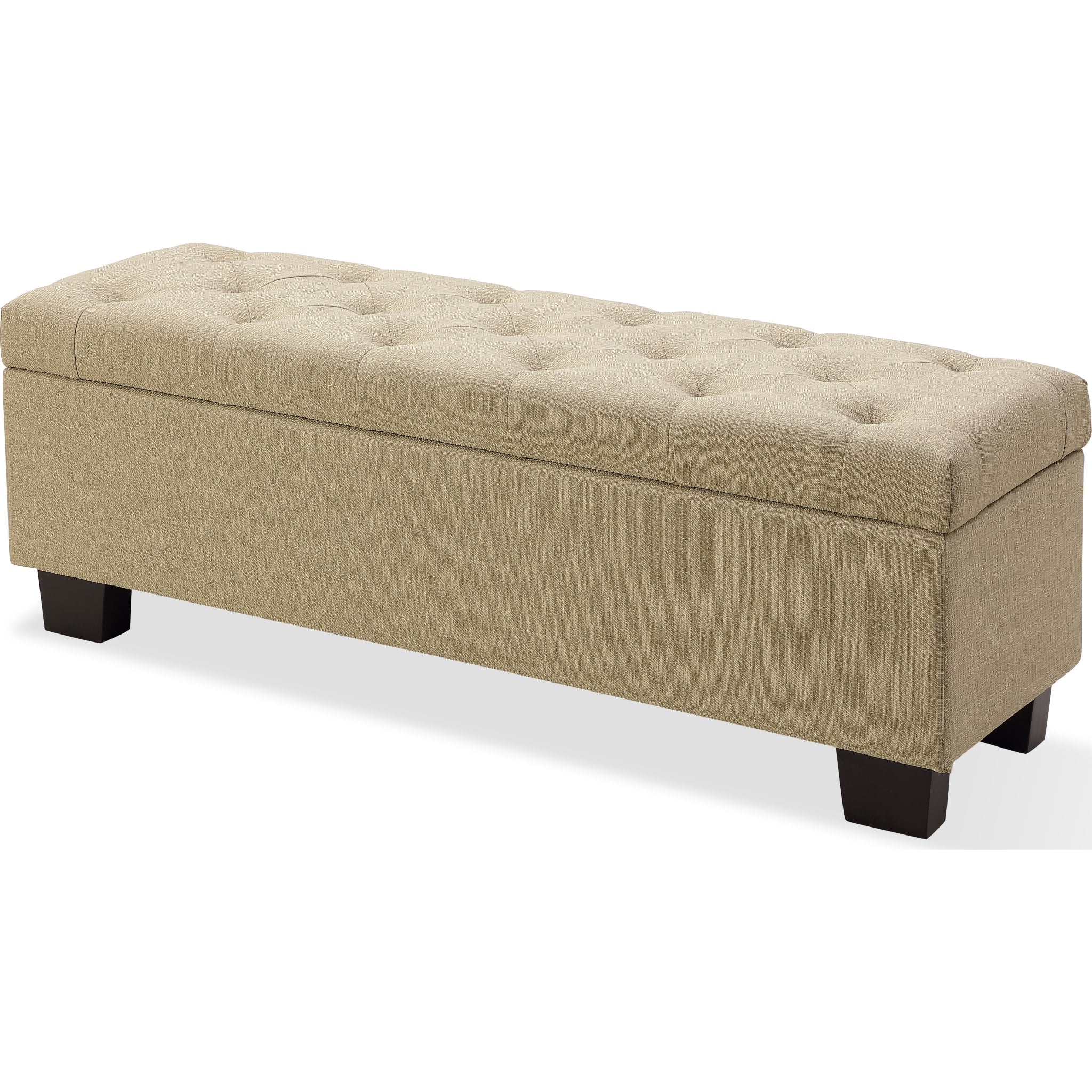 Levi Tufted Storage Bench in Toast Linen