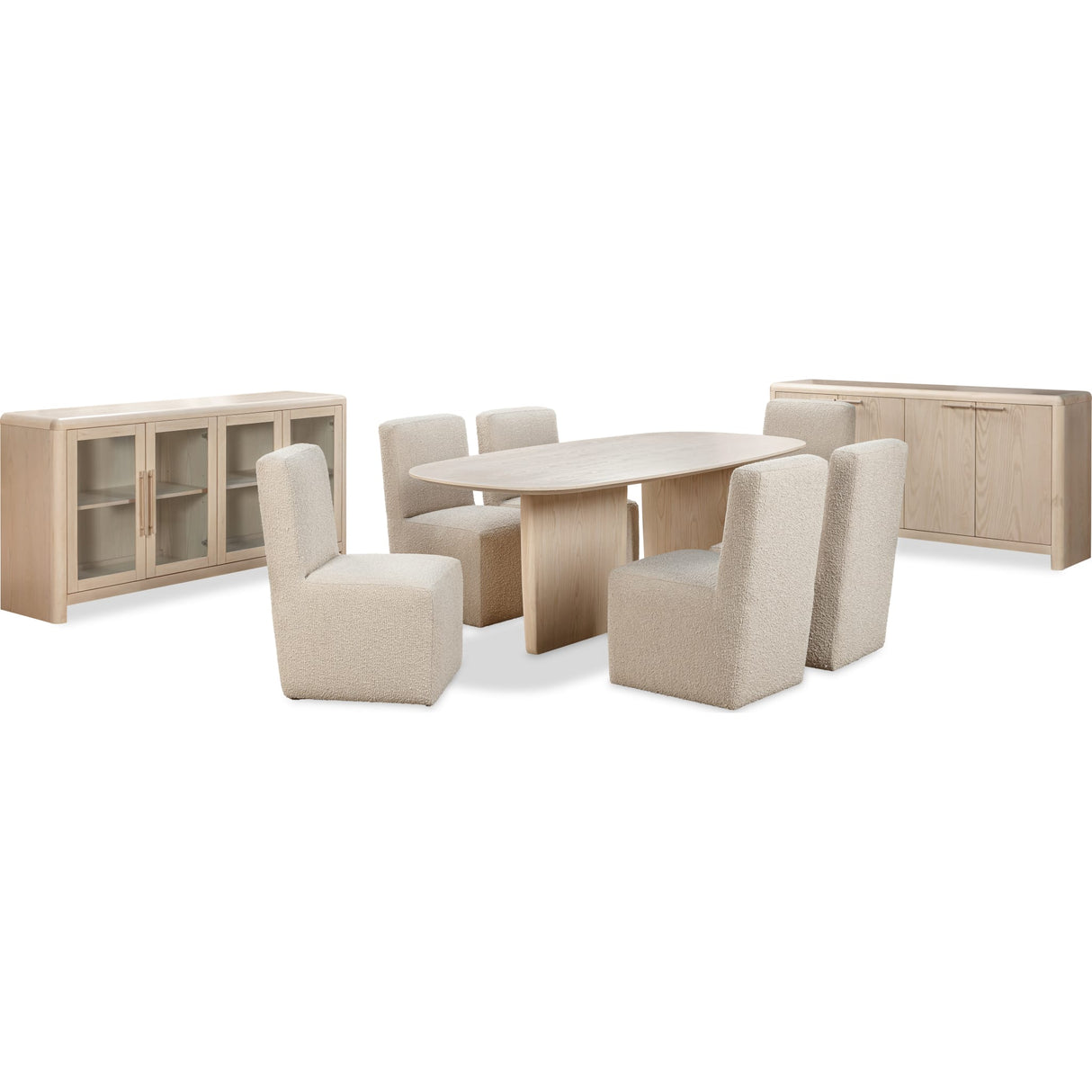 Liv Ash Wood Oval Dining Table in White Sand