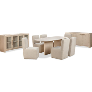 Liv Ash Wood Oval Dining Table in White Sand