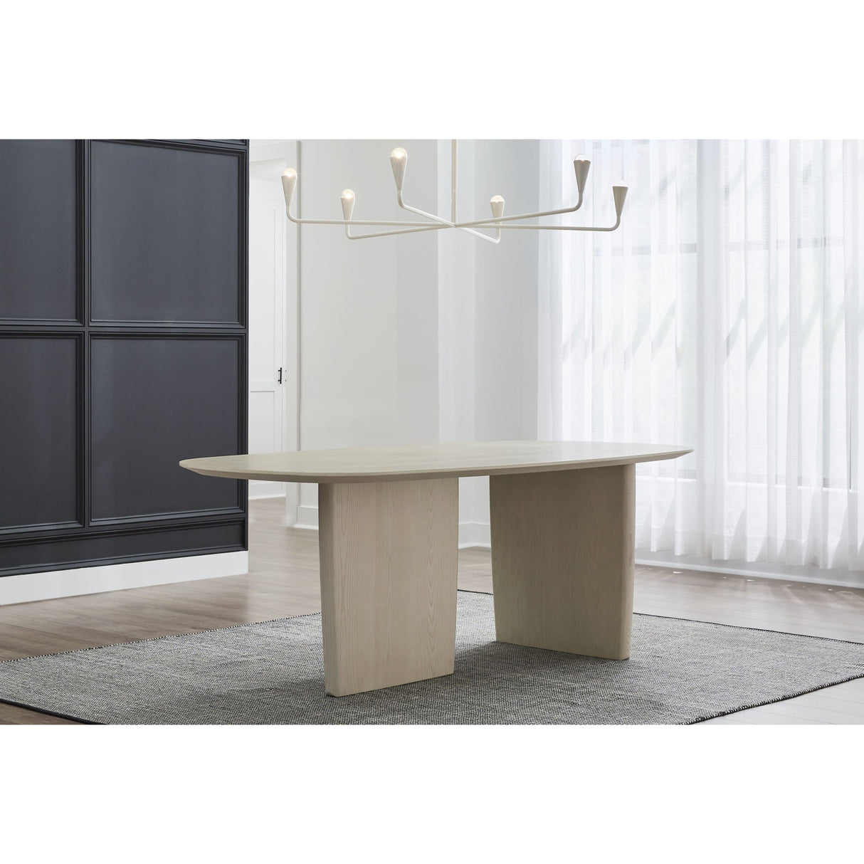 Liv Ash Wood Oval Dining Table in White Sand