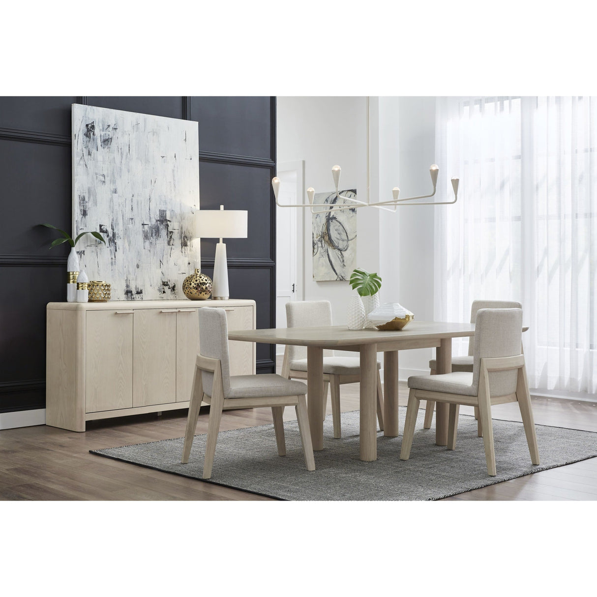 Liv Ash Wood Rectangular Dining Table in White Sand