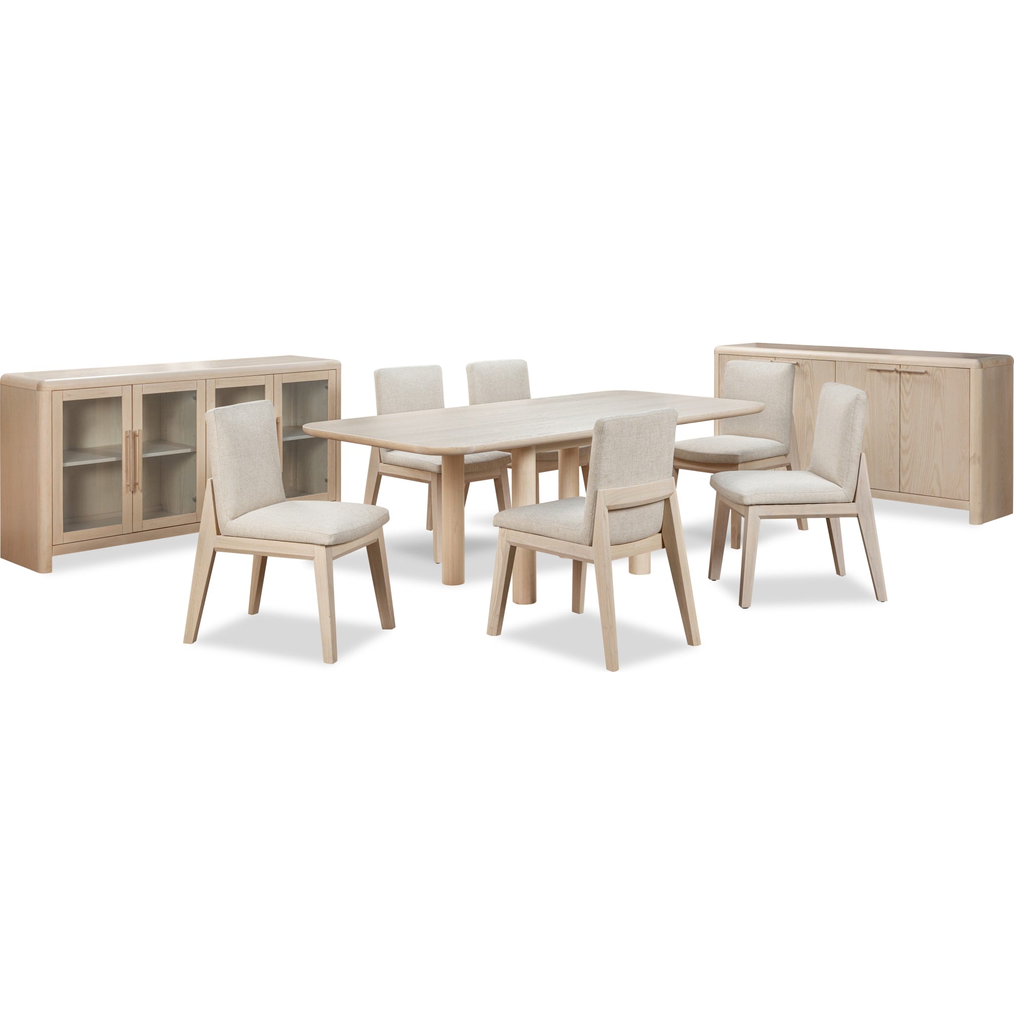 Liv Ash Wood Rectangular Dining Table in White Sand
