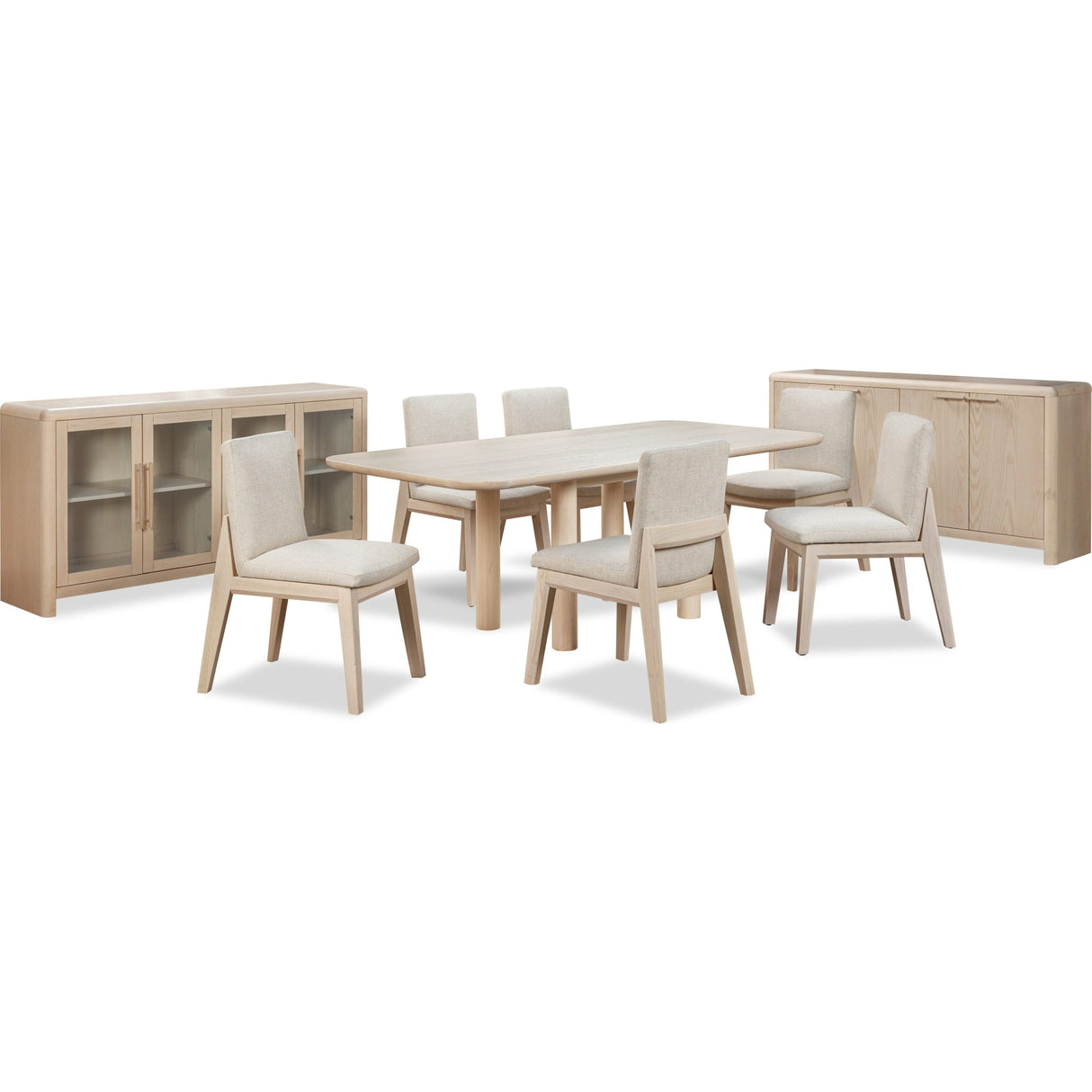 Liv Ash Wood Rectangular Dining Table in White Sand