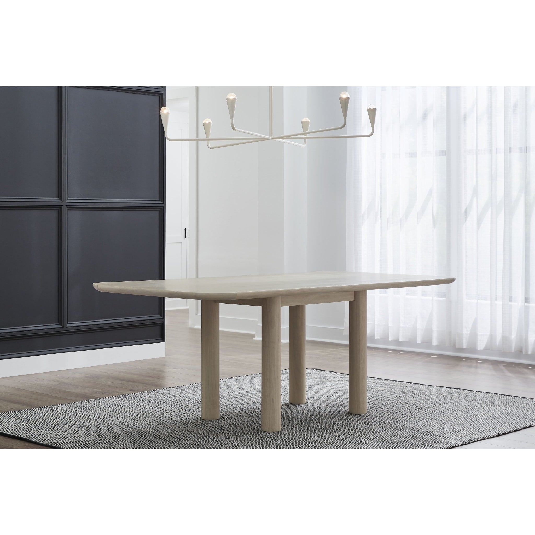 Liv Ash Wood Rectangular Dining Table in White Sand